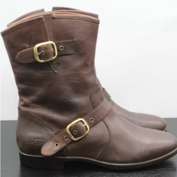 UGG Australia Frances Women’s Brown Leather Two Buckle Short Size   NWOT - Picture 6 of 14